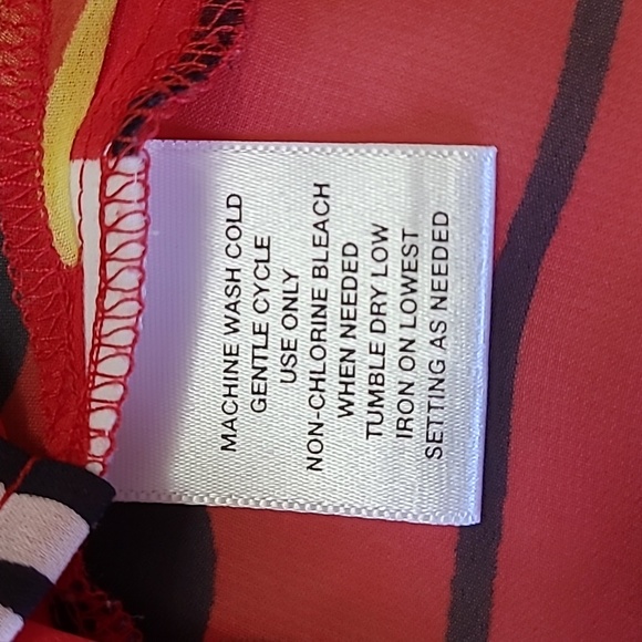 NEW Vintage Liz Baker Tunic Top Semi-sheer Chiffon Bright Red Poppies Print Lrge - Picture 8 of 9